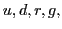 $u,d,r,g,$